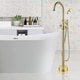 preview thumbnail 2 of 2, Vanity Art Brushed Brass Finished Bathtub Faucet Freestanding Floor-Mounted Single Handle Mixer Tap with Handheld Shower