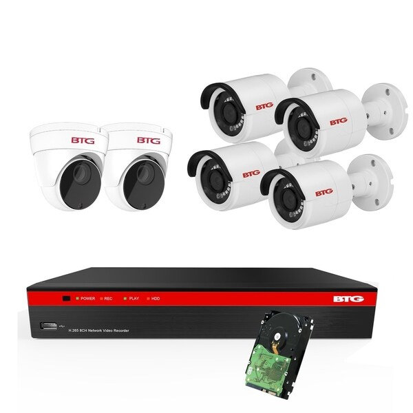 Shop BTG 8CH 4K NVR 6 Cameras Security Camera System Built ...