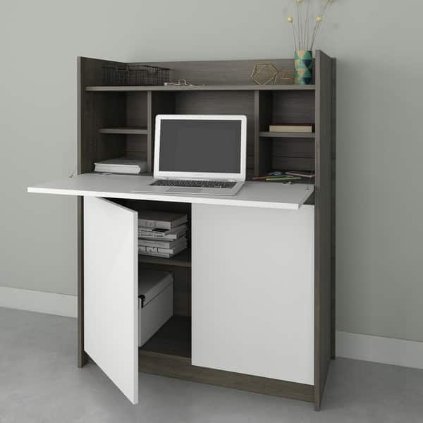 Shop Carbon Loft Esper Desk Bark Grey And White Free Shipping