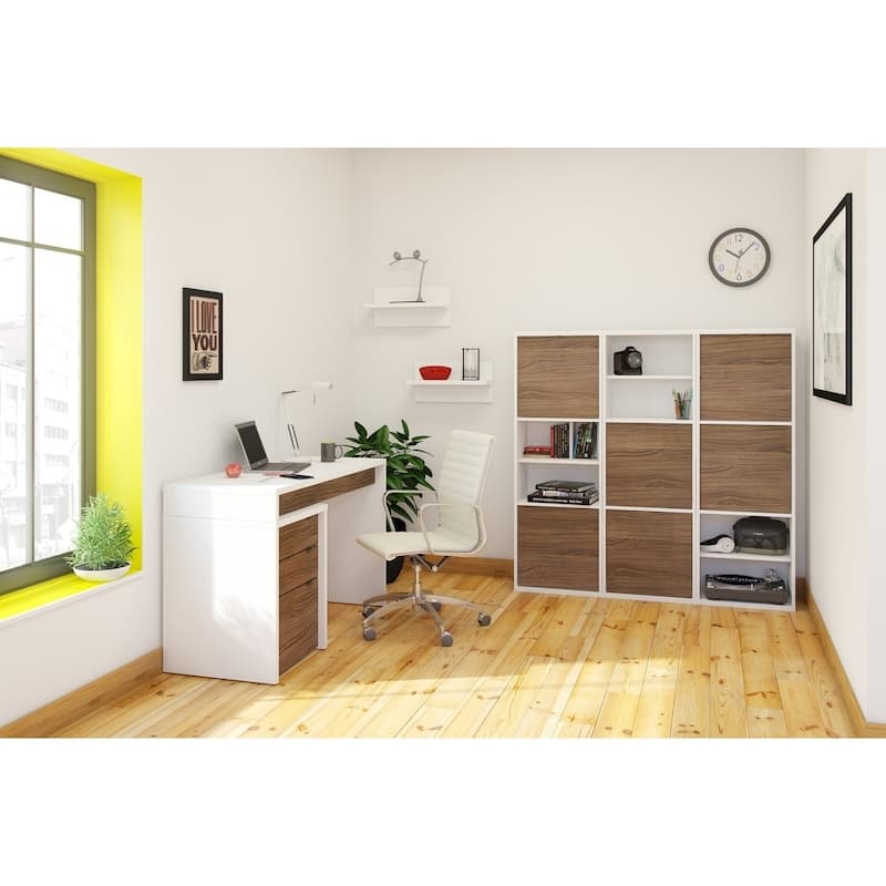 Nexera Liber-T Reversible Desk Panel, White and Walnut