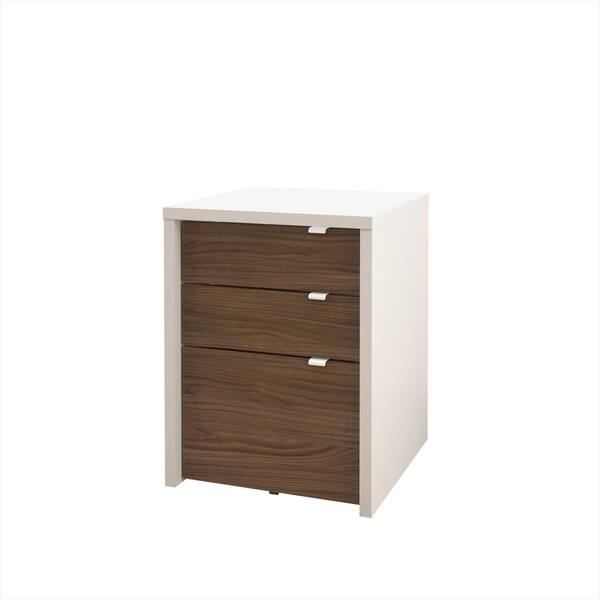 Shop Nexera Liber T 3 Drawer Filing Cabinet White And Walnut Overstock 22852992