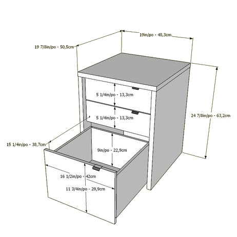Carbon Loft Esper 3 Drawer Filing Cabinet