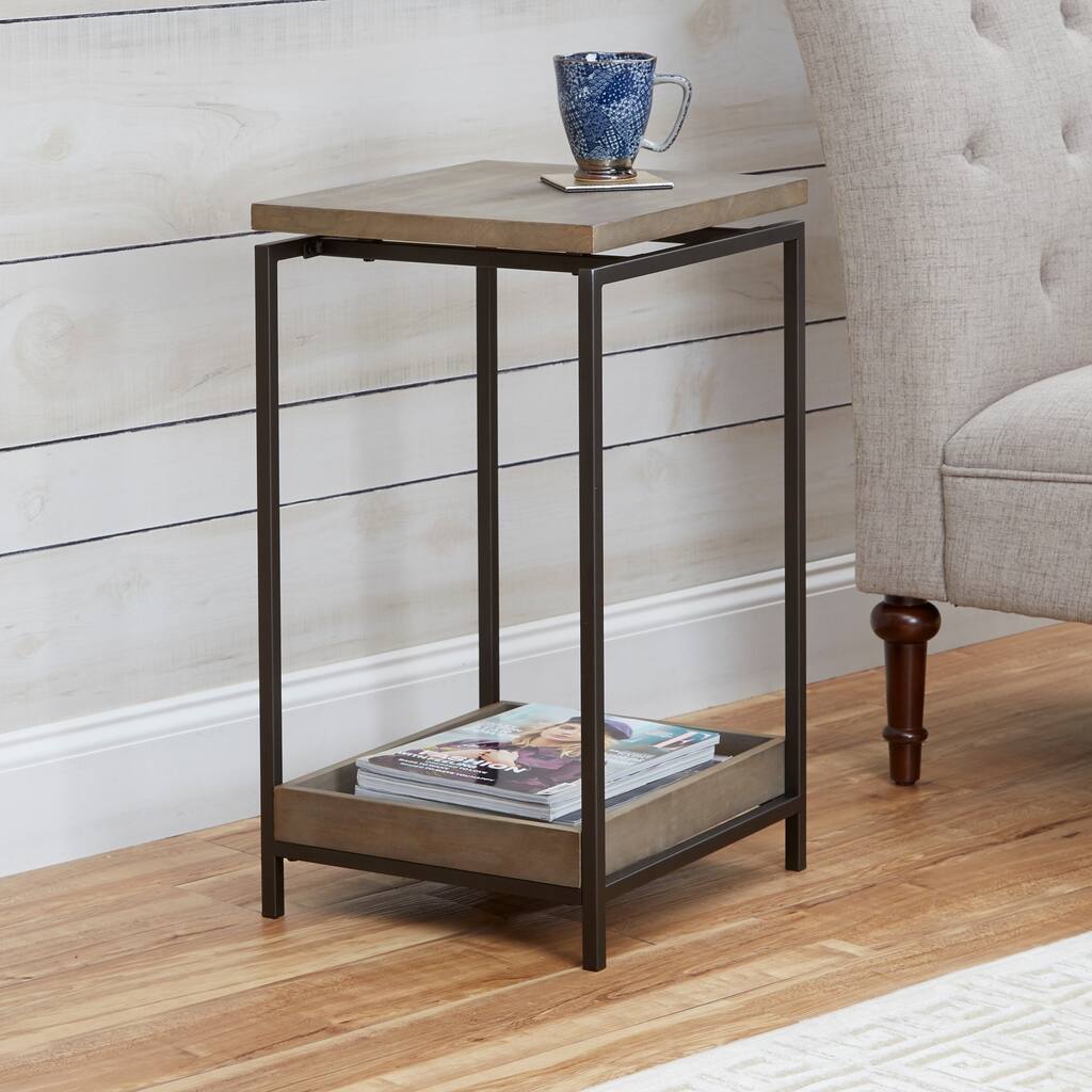 Brooks Metal End Table with Floating Wood Top
