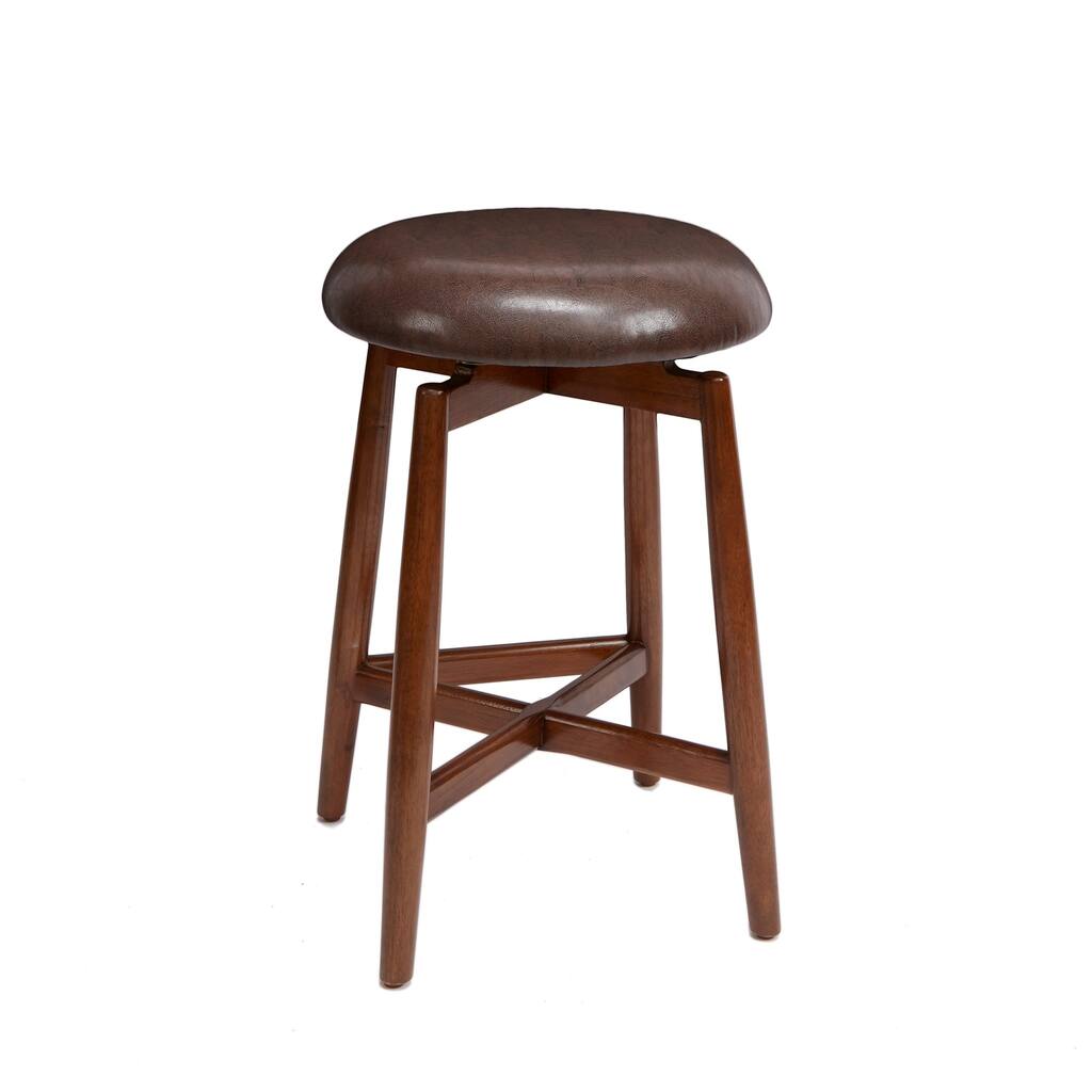 Dodie Modern Wood Swivel Barstool with Round Cushion