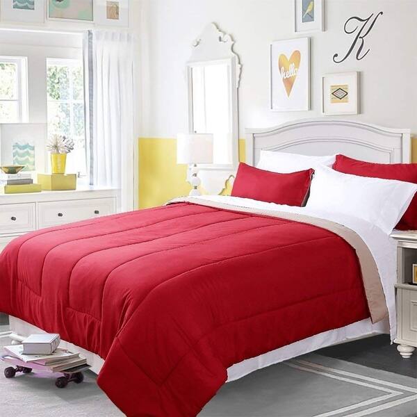 Shop Honeymoon Twin Comforter Set Reversible 2pc Red And Tan