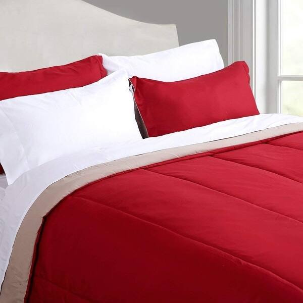 Shop Honeymoon Twin Comforter Set Reversible 2pc Red And Tan