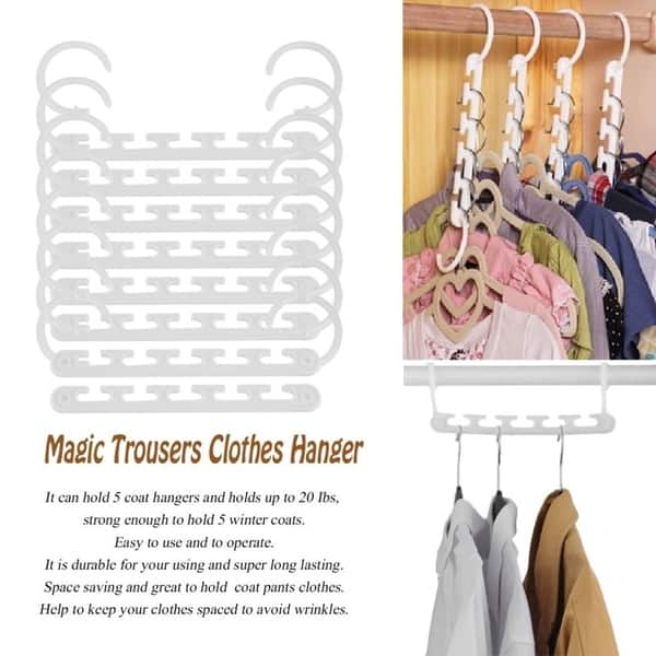 Magic Clothing Sturdy Metal Hangers Wardrobe Closet Organizer Space Saving  Hanger Pack of 6 Cascading Hangers