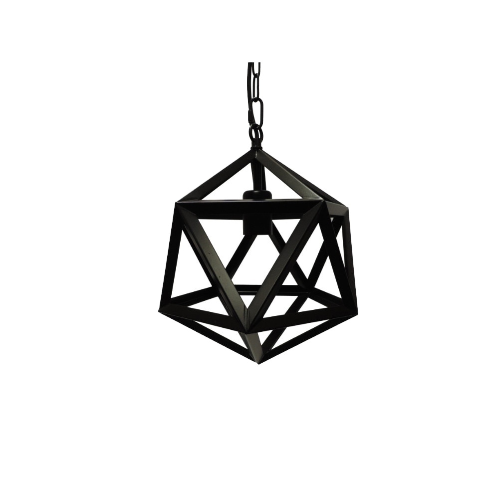 12" Vintage Barn Metal Polyhedron Lighting Pendant Chandelier, Black - Chandeliers For Bedrooms by Overstock.com