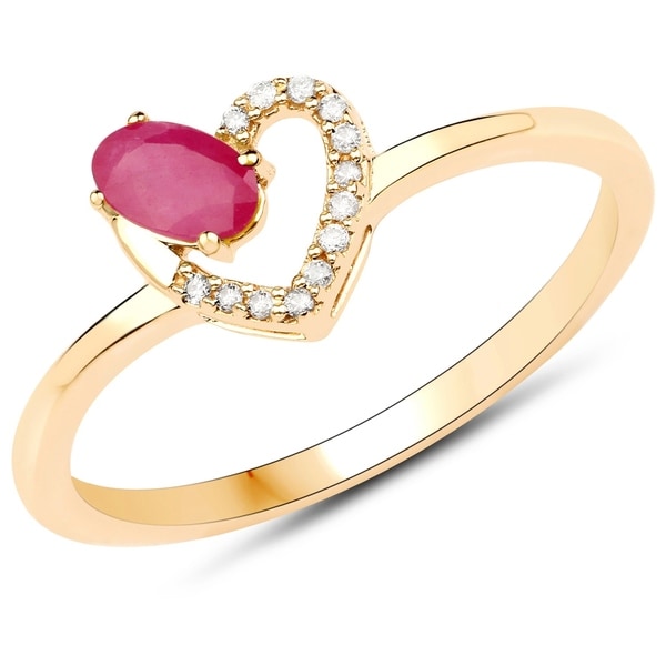 0 31 Carat Genuine Ruby And White Diamond 14k Yellow Gold Ring 0 31 Carat Genuine Ruby And White Diamond 14k Yellow Gold Ring
