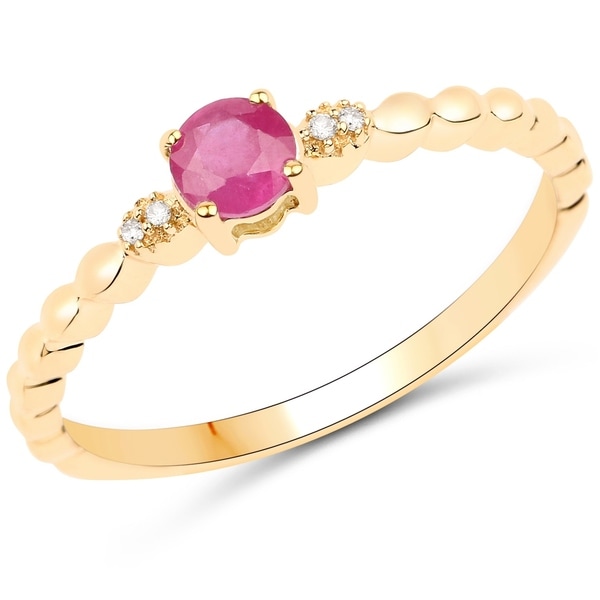 0 31 Carat Genuine Ruby And White Diamond 14k Yellow Gold Ring 0 31 Carat Genuine Ruby And White Diamond 14k Yellow Gold Ring
