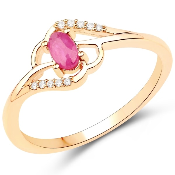 0 30 Carat Genuine Ruby And White Diamond 14k Yellow Gold Ring 0 30 Carat Genuine Ruby And White Diamond 14k Yellow Gold Ring