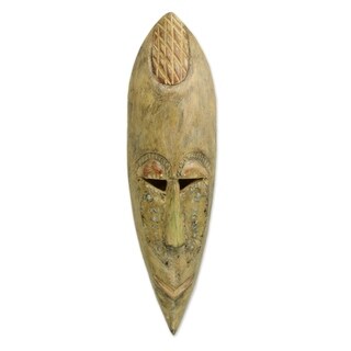 Handmade Akwapim King Ghanaian Wood Mask (Ghana) - 19.25