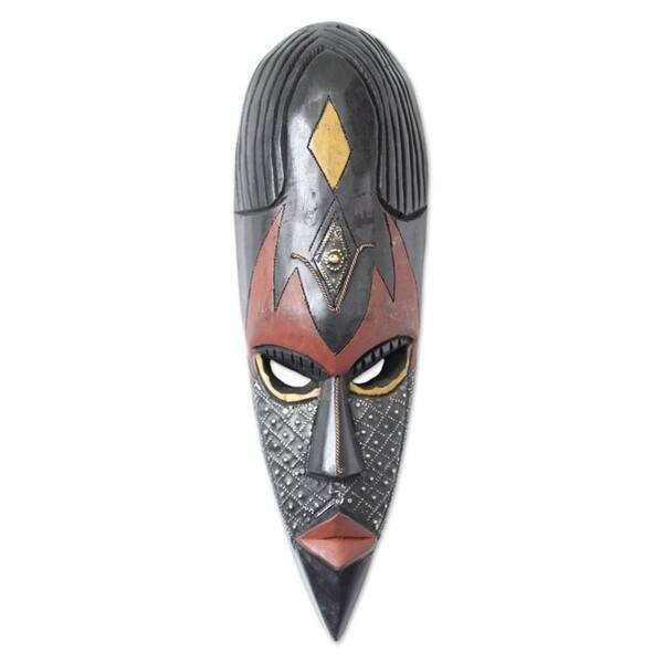Handmade Zebu African Wood Mask (Ghana) - Overstock - 22854788
