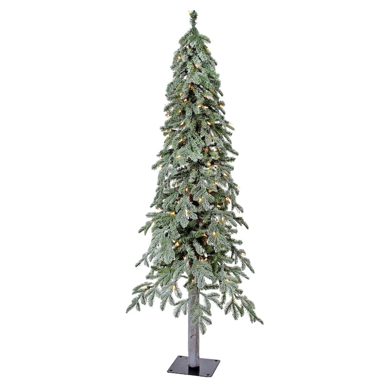 5 Ft Micro LED Winter Frost Alpine Tree, Clear lights