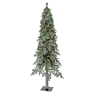 5 Ft Micro LED Winter Frost Alpine Tree, Clear lights
