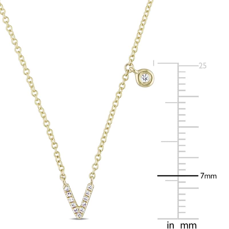 Miadora 14k Yellow Gold Diamond Accent V-Shape Charm Necklace
