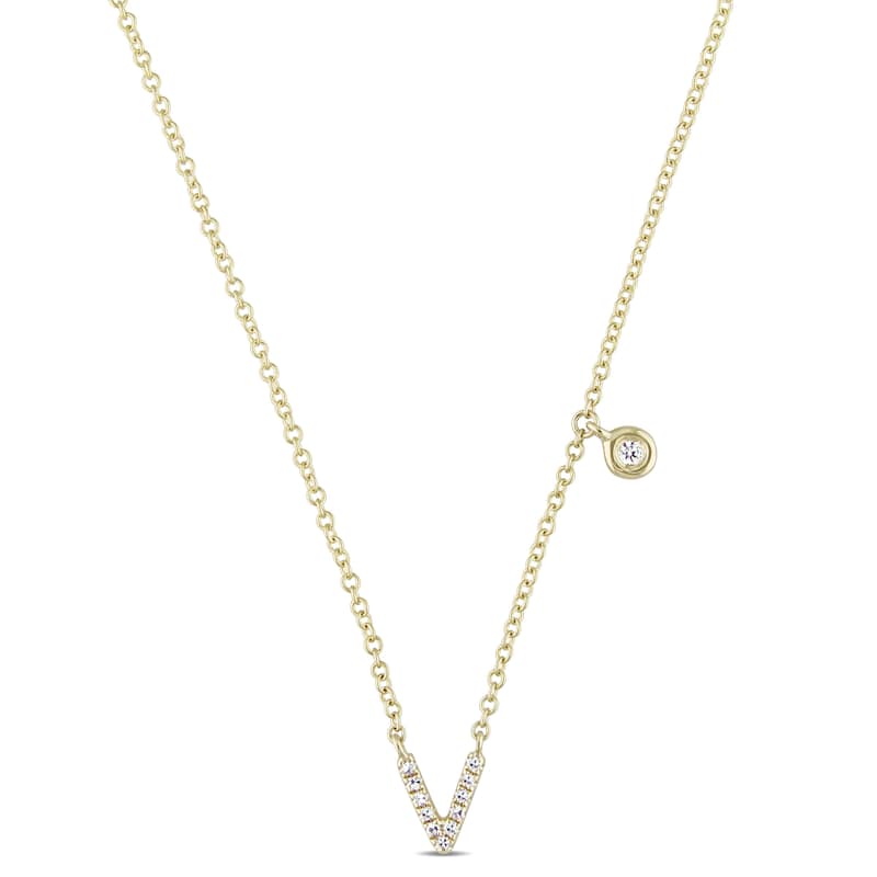 Miadora 14k Yellow Gold Diamond Accent V-Shape Charm Necklace