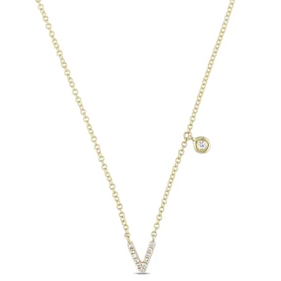 Miadora 14k Yellow Gold Diamond Accent V-Shape Charm Necklace