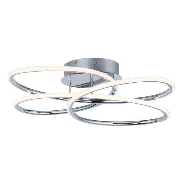 slide 1 of 1, Coaster 20.25" Wide Steel Flush Mount Ceiling Light - Polished chrome - Polished chrome