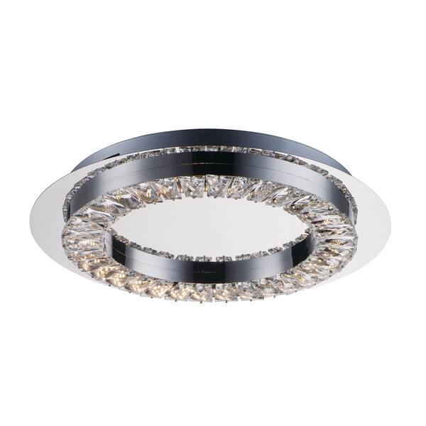 slide 1 of 1, Charm 17" Wide Steel Flush Mount Ceiling Light - Polished chrome - Polished chrome