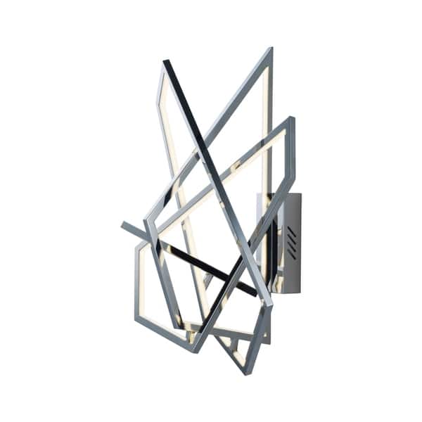 slide 1 of 1, Trapezoid 20" Wide Steel Wall Sconce - Polished chrome - Polished chrome