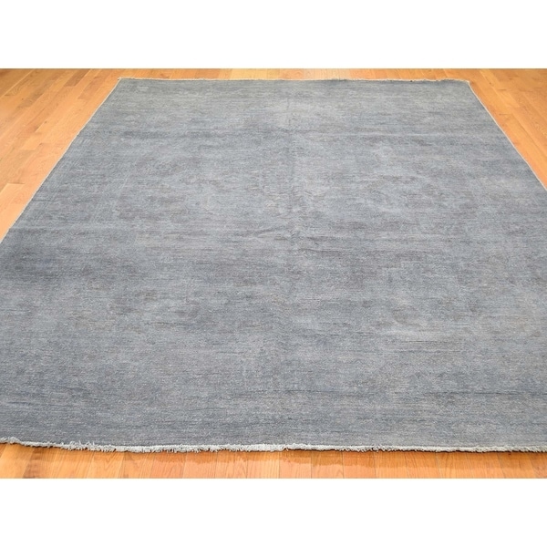 Hand Knotted Grey Overdyed & Vintage with Wool Oriental Rug (7'9" x 9