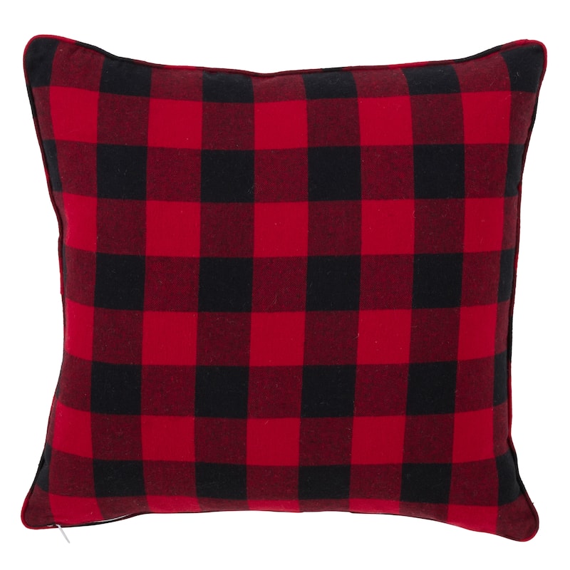Buffalo Plaid Snowflake Down Filled Cotton Throw Pillow