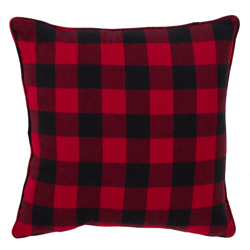 Buffalo Plaid Snowflake Down Filled Cotton Throw Pillow