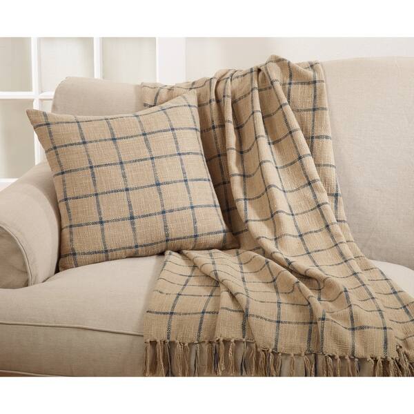 Shop Cotton Throw Pillow With Checkered Design And Down Filling