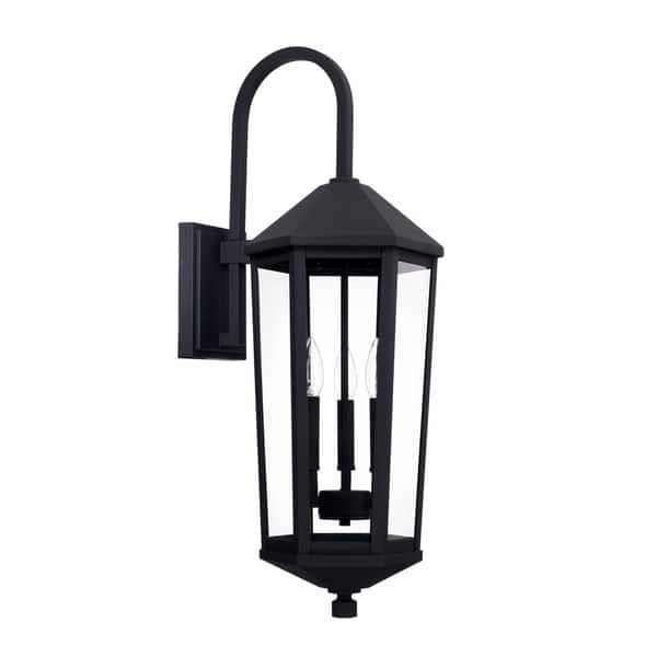 slide 1 of 1, Ellsworth 3-light Black Outdoor Wall Lantern