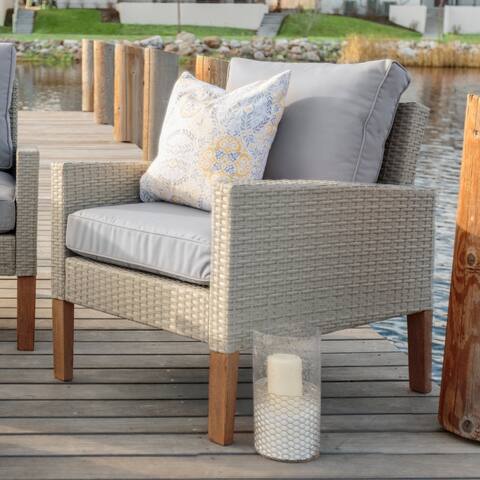 Rattan and Eucalyptus Outdoor Chair, set of 2