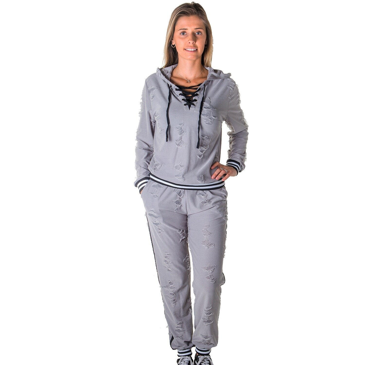 distressed jogger set