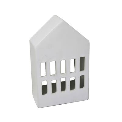 Sagebrook Home WHITE CERAMIC CANDLE HOUSE,7.25"