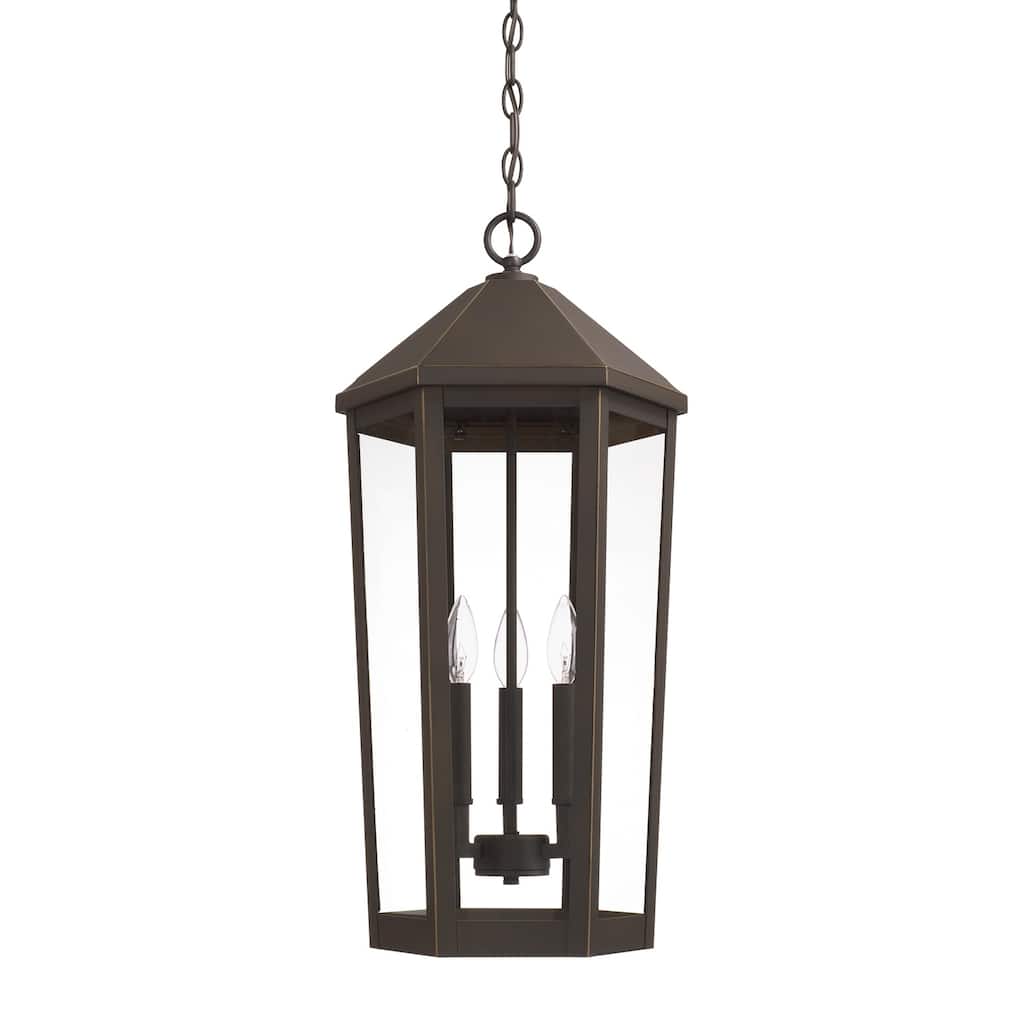 Ellsworth 3-light Oiled Bronze Outdoor Hanging Lantern