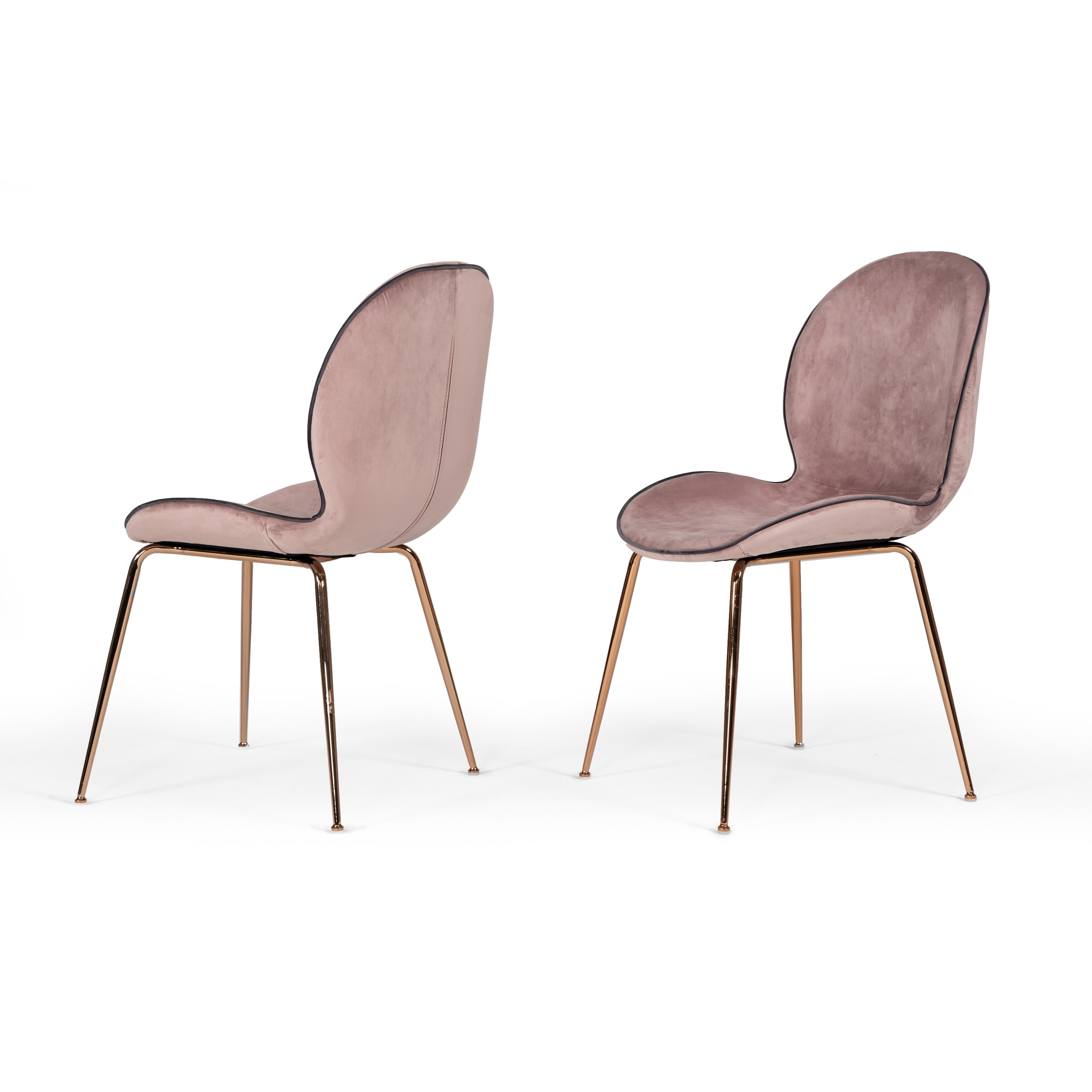 Modrest Wendy Modern Pink Velvet Rosegold Dining Chair Set Of 2 Overstock 22859430