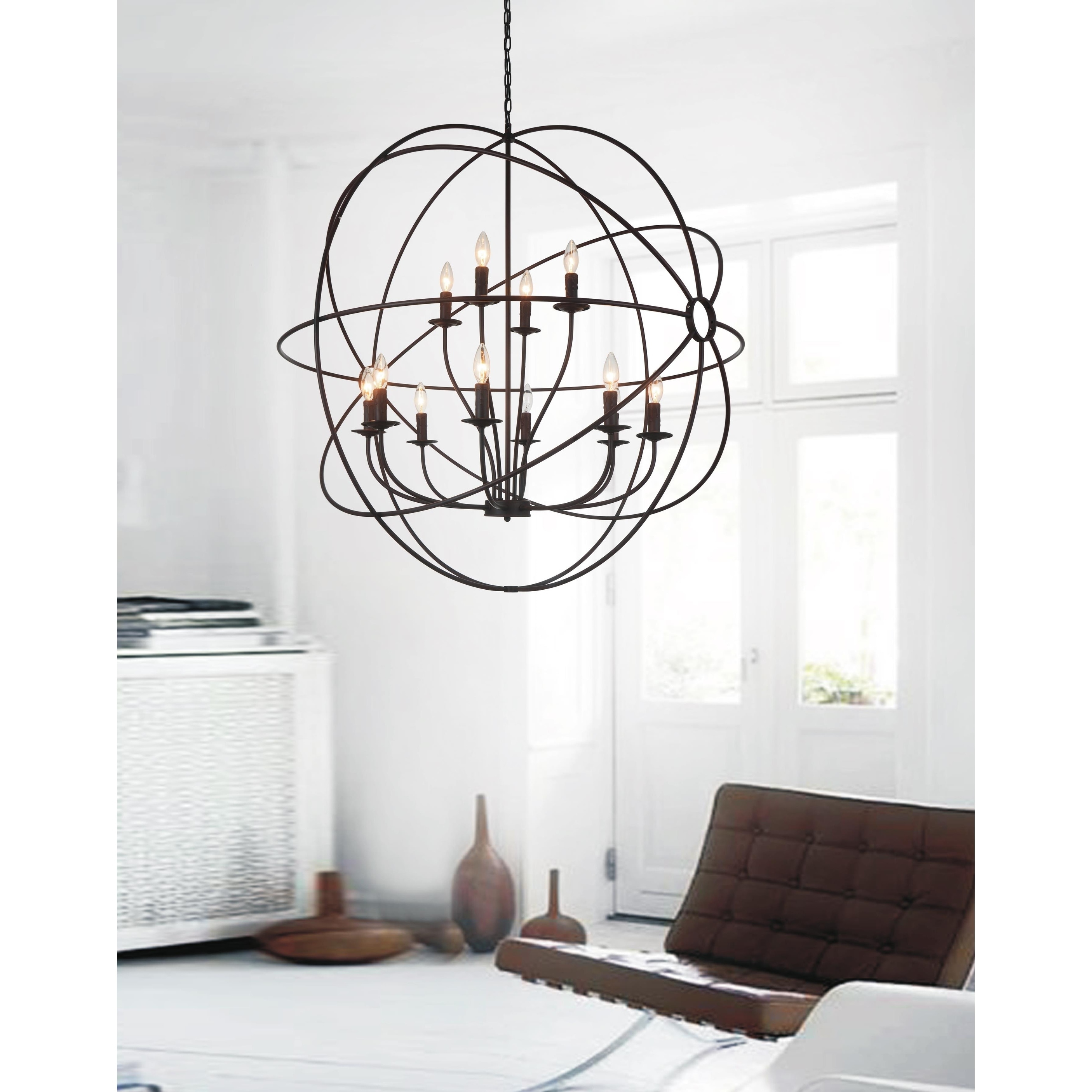 12 Light Chandelier with Brown Finish - Chandeliers For Bedrooms by Overstock.com