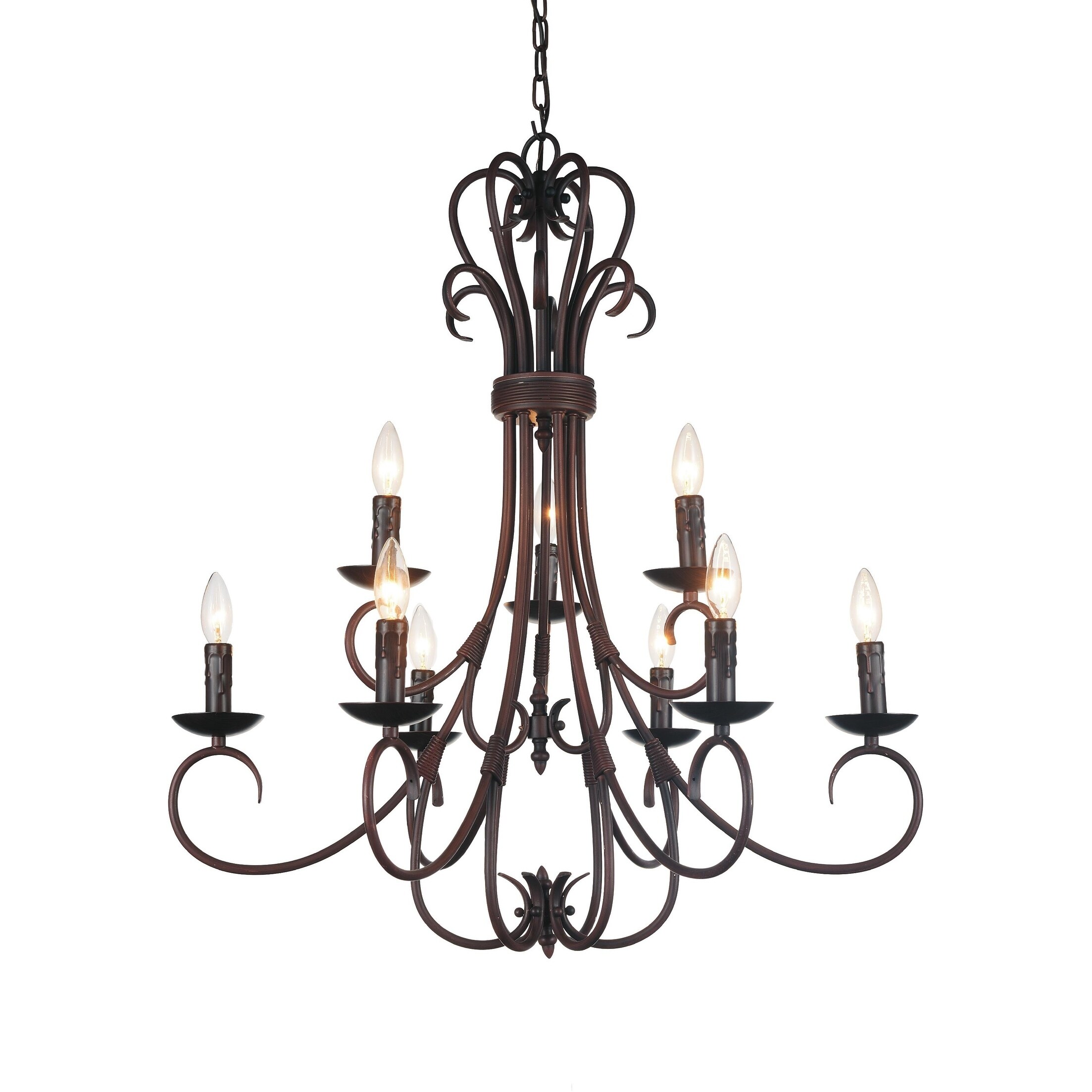 9 Light Chandelier with Oil Rubbed Brown Finish - Chandeliers For Bedrooms by Overstock.com