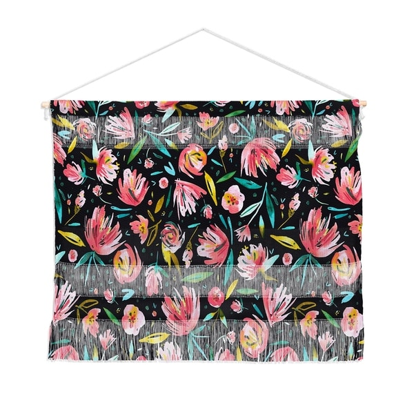 Ninola Design Coral peonies festival floral Landscape Wall Hanging