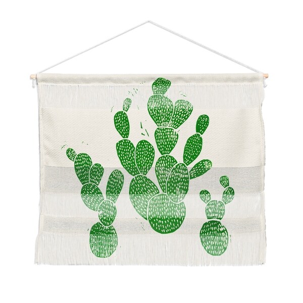 Bianca Green Linocut Cacti 1 Family Landscape Wall Hanging Tapestry