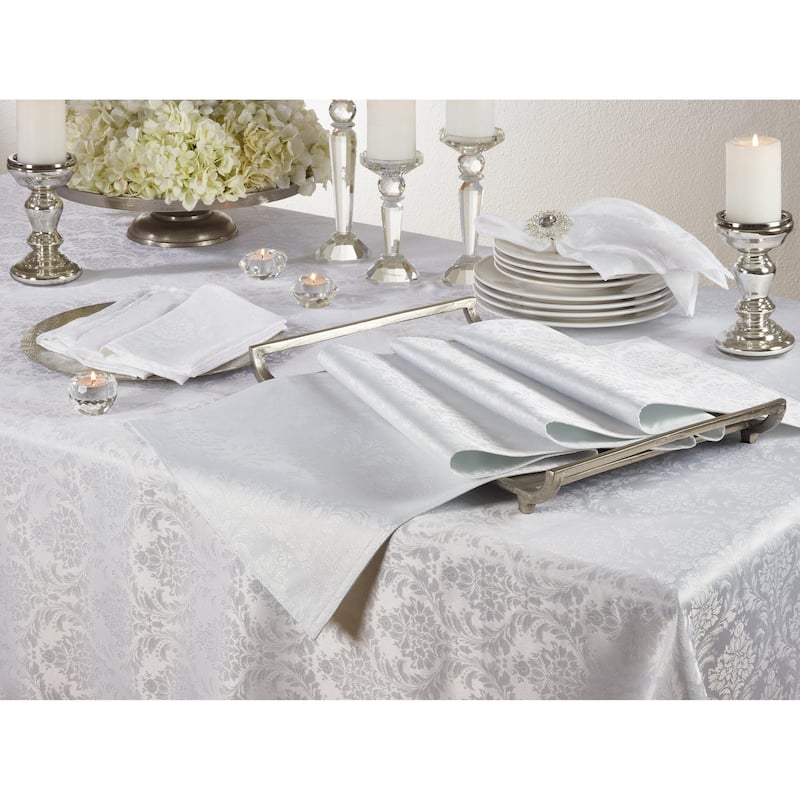 White Damask Dinner Napkins (Set of 12)