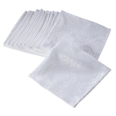 White Damask Dinner Napkins (Set of 12)