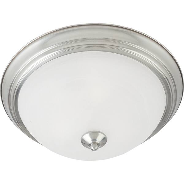 slide 1 of 1, Essentials 2-Light Flush Mount - satin nickel