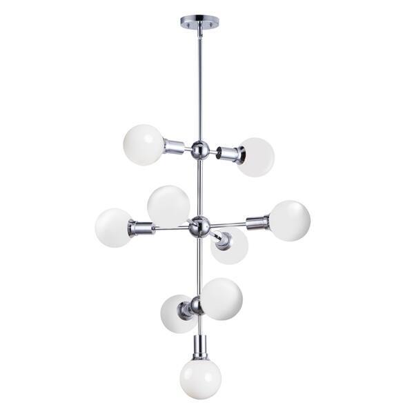 slide 1 of 1, Molecule 9-Light Pendant - Polished chrome