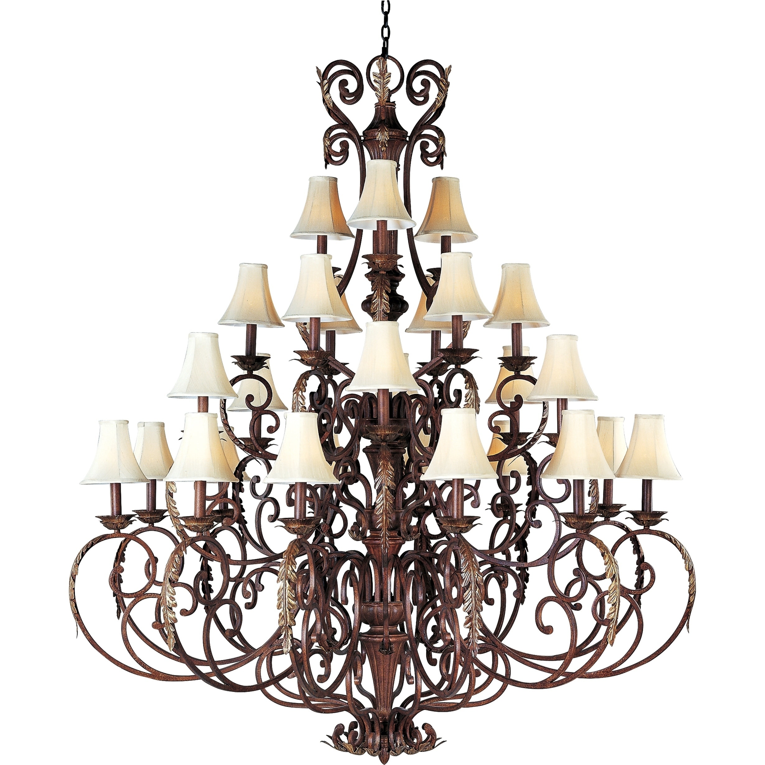 Augusta 27-light 60.5" Wide Steel Chandelier - auburn florentine - Chandeliers For Bedrooms by Overstock.com