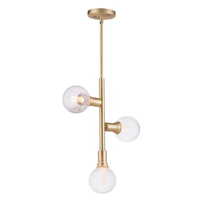 Molecule 3-Light Pendant with G40 PR LED Bulbs - Satin brass