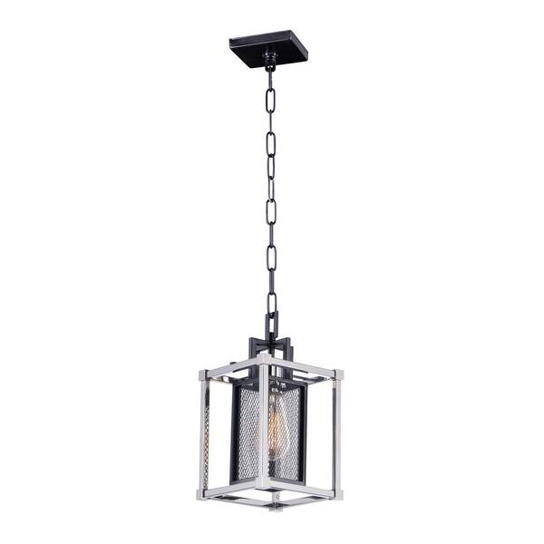 slide 1 of 1, Refine 1-Light Pendant - black / polished nickel