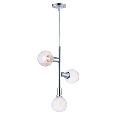 Molecule 3-Light Pendant with G40 PR LED Bulbs - Polished chrome