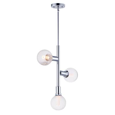Molecule 3-Light Pendant with G40 PR LED Bulbs - Polished chrome