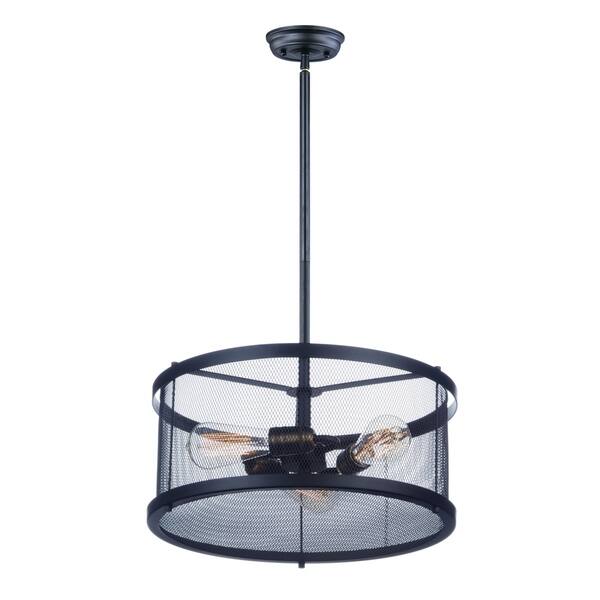 slide 1 of 1, Palladium 3-light 16.5" Wide Steel Pendant - black / natural aged brass