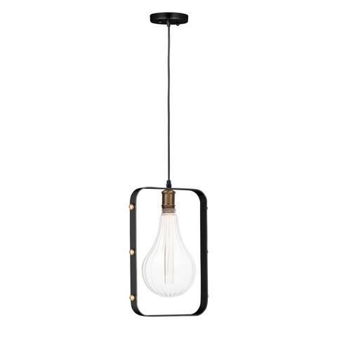 Early Electric 1-Light Pendant - black / antique brass